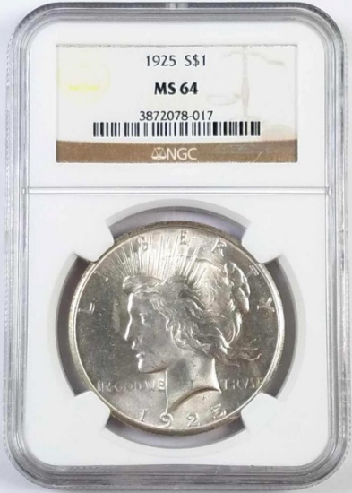 1925 P Peace Silver Dollar (NGC) MS64.