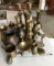 Group of vintage brass candle holders and more