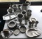 Group of 25+ pewter cups, ashtrays and more