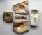 5 piece group of marble and mixed stone ashtrays/pipe