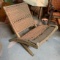 Vintage folding wicker and wood chair