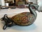 Vintage glass and brass swan shaped light