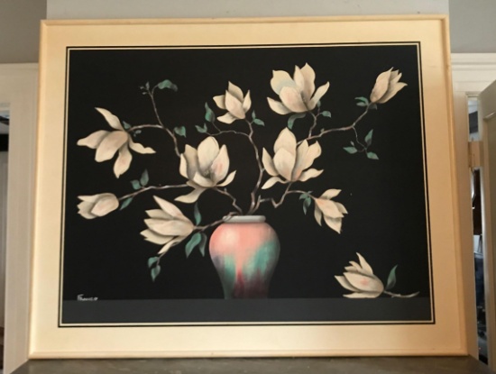 Large framed floral painting by "Franco"