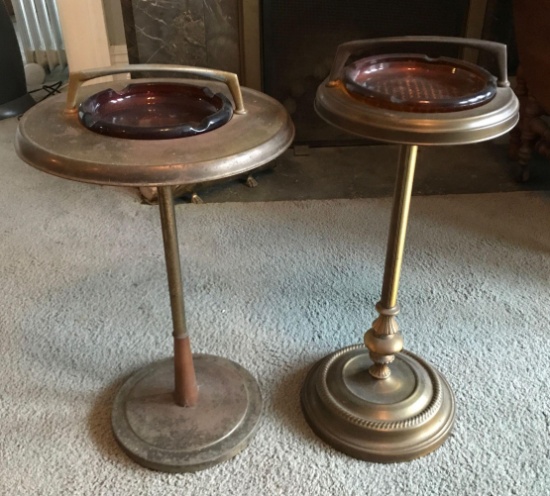 2 vintage pedestal ashtrays