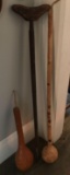 Group of 2 gourds and antique crutch