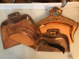 Group of four copper crumb dustpans
