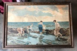 Antique framed painting on canvas : A Borsari
