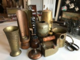 Group of vintage brass and other items