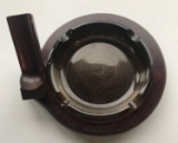 2 piece wood and glass pipe ashtray