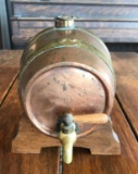 Miniature Copper barrel on wood stand