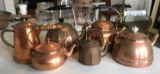 Group of 6 copper kettles