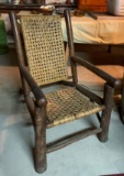 Primitive chair with woven seat and back