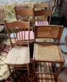 Group of six vintage wooden chairs