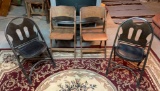Group of four vintage wooden folding chairs