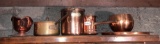 Group of miscellaneous copper pots and pans