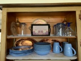 Shelf lot of miscellaneous glass and dishes