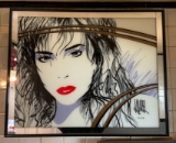 Framed Image in the style of Patrick Nagel :  