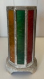 Vintage multi colored glass leaded glass candle holder