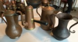 Group of 4 antique copper tea pots and vases