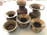 Group of six vintage brass and copper spittoons