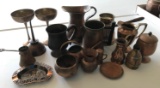 Group of vintage/antique copper items including mugs and more