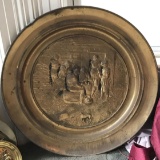 Large vintage brass charger