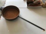 Antique copper pan with handle