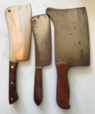 Group of three vintage Meat Cleavers