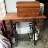 Antique sewing machine and table