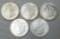 Group of (5) Morgan Silver Dollars.