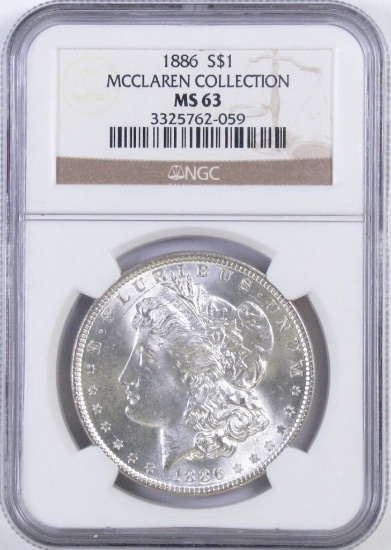 1886 P Morgan Silver Dollar (NGC) MS63.