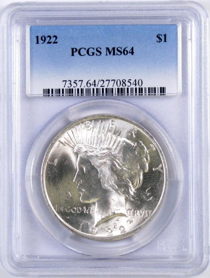 1922 P Peace Silver Dollar (PCGS) MS64.