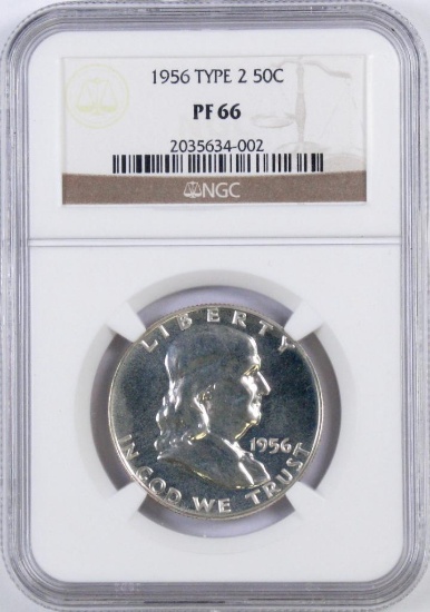 1956 P Ty.2 Franklin Silver Half Dollar (NGC) PF66.