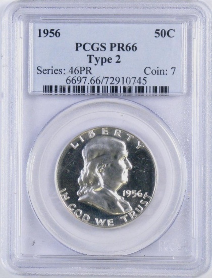 1956 P Ty.2 Franklin Silver Half Dollar (PCGS) PR66.