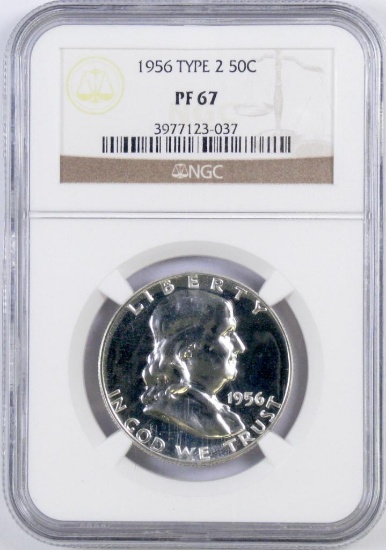 1956 P Ty.2 Franklin Silver Half Dollar (NGC) PF67.