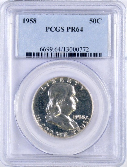 1958 P Franklin Silver Half Dollar (PCGS) PR64.