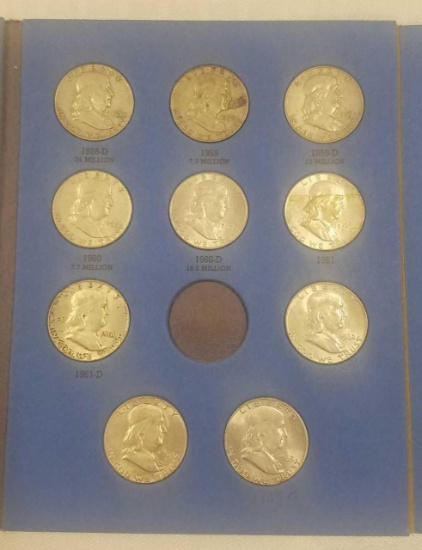 Group of (29) Franklin Silver Half Dollars in Whitman Folder.