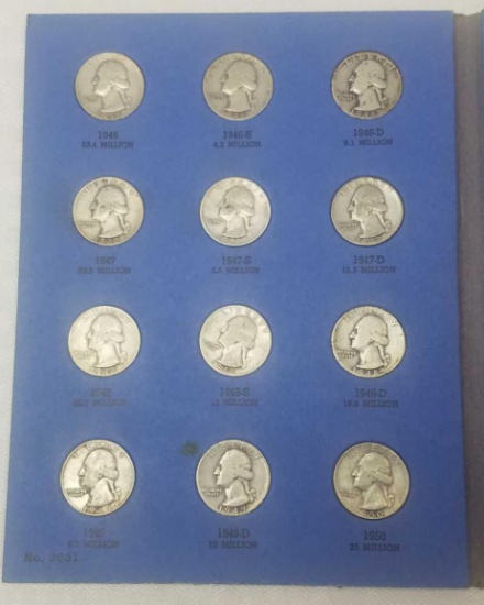 Group of (33) Washington Silver Quarters in Whitman Folder.