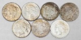 Group of (7) Peace Silver Dollars.