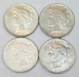 Group of (4) Peace Silver Dollars.