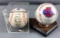 Group of 2 autographed baseballs in display cases