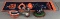 Group of 4 pieces Chicago Bears items- Mug, embroidered felt banner, and figurines