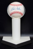 Signed Cleveland Indian Bob Feller Baseball with Display