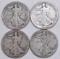 Group of (4) Walking Liberty Silver Half Dollars.