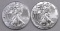 Group of (2) 2020 American Silver Eagle 1oz.