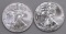 Group of (2) American Silver Eagles 1oz.