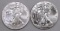 Group of (2) American Silver Eagles 1oz.