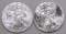 Group of (2) American Silver Eagles 1oz.