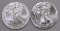 Group of (2) American Silver Eagles 1oz.