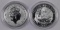 Group of (2) 2019 Great Britain Valiant 1oz. .999 Fine Silver Round.